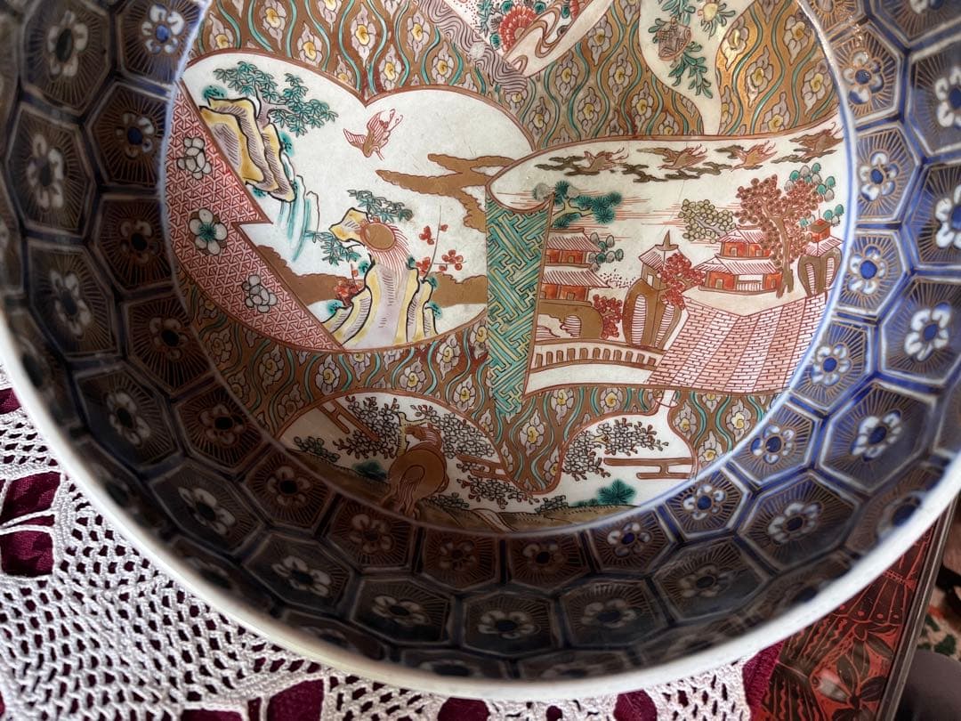 古伊万里 江戸中期 二重高台 骨董品 時代物 色絵