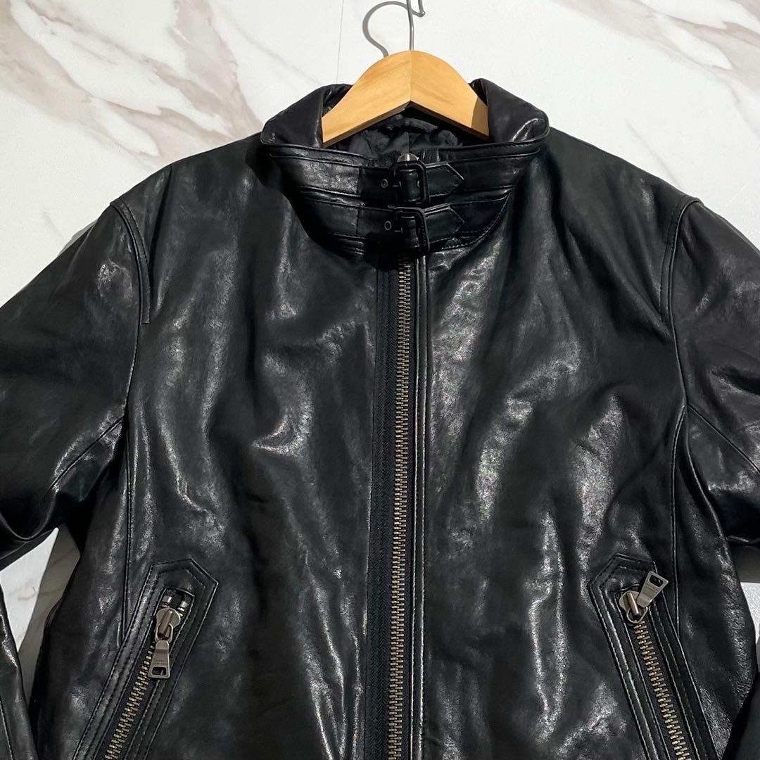 希少サイズ☆バーバリーブラックレーベル ライダース レザージャケット LL