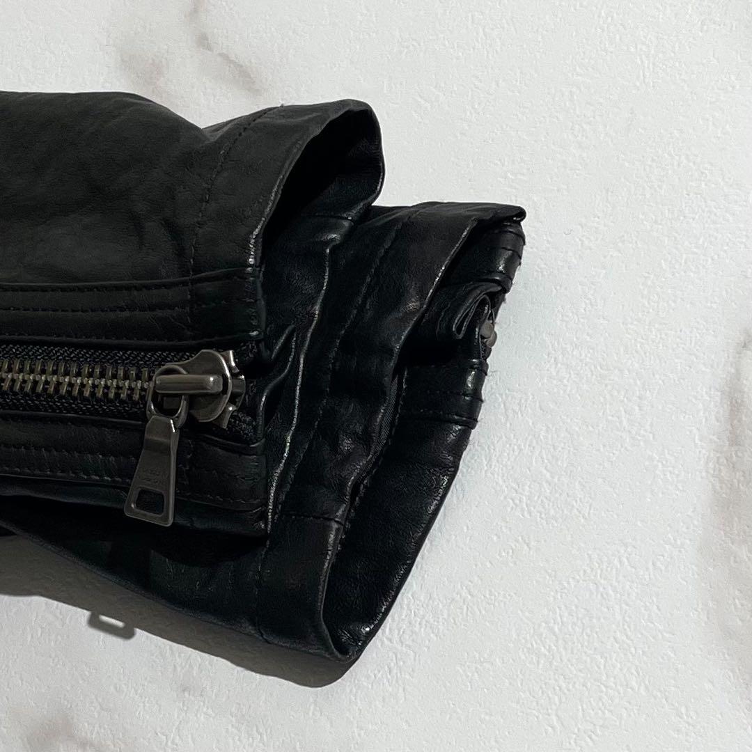 希少サイズ☆バーバリーブラックレーベル ライダース レザージャケット LL