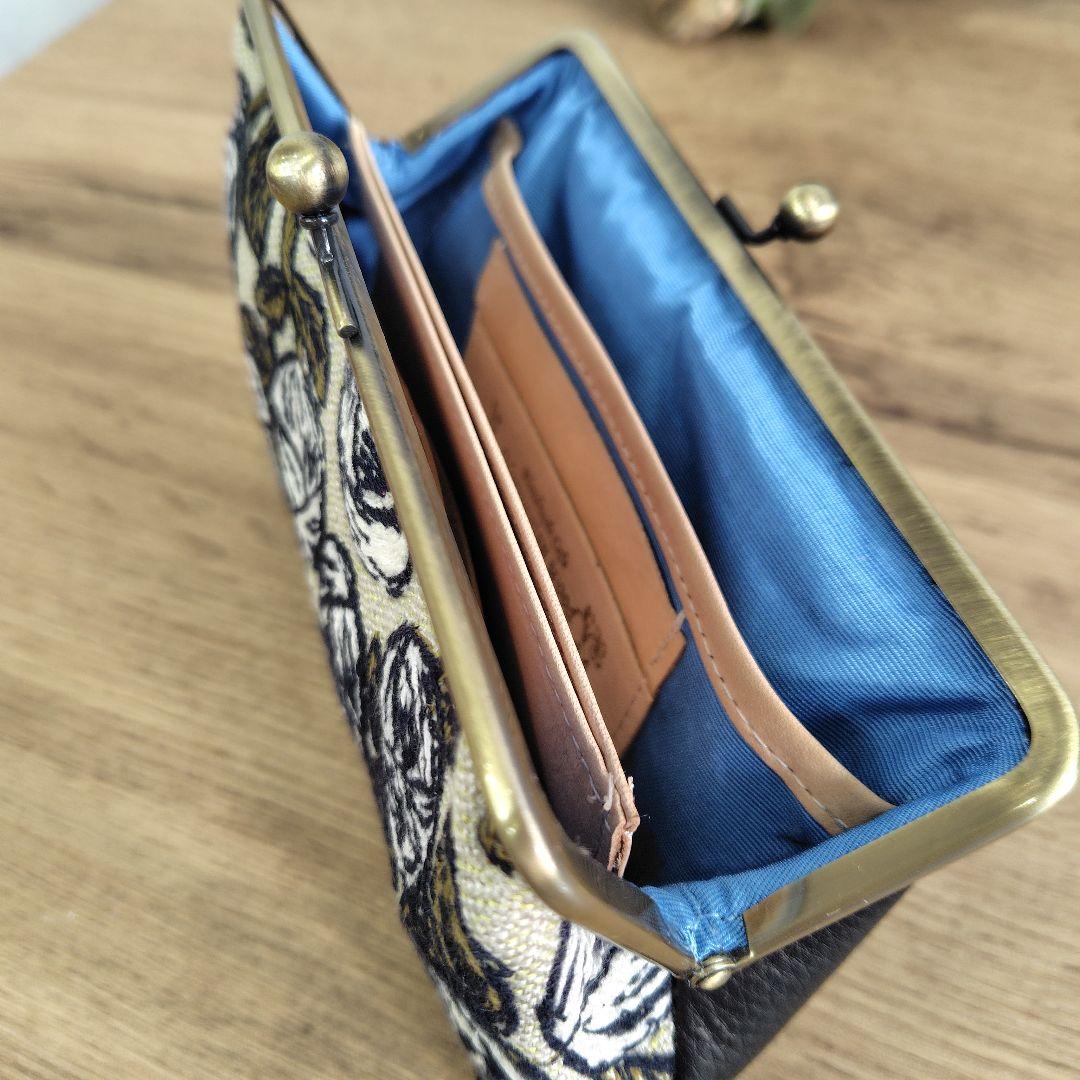 ま*る様 【ラスト1点】ミナペルホネン/Rosyロージィベージュ牛革黒/がま口牛