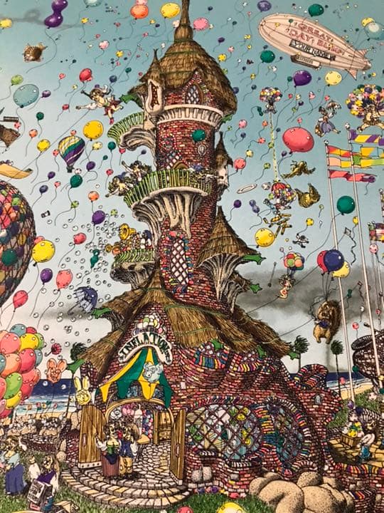 ‼️リサイクルFORT‼️外国のハッピーな図の絵画❗️最高潮の現代アート❗️額縁スレ傷有