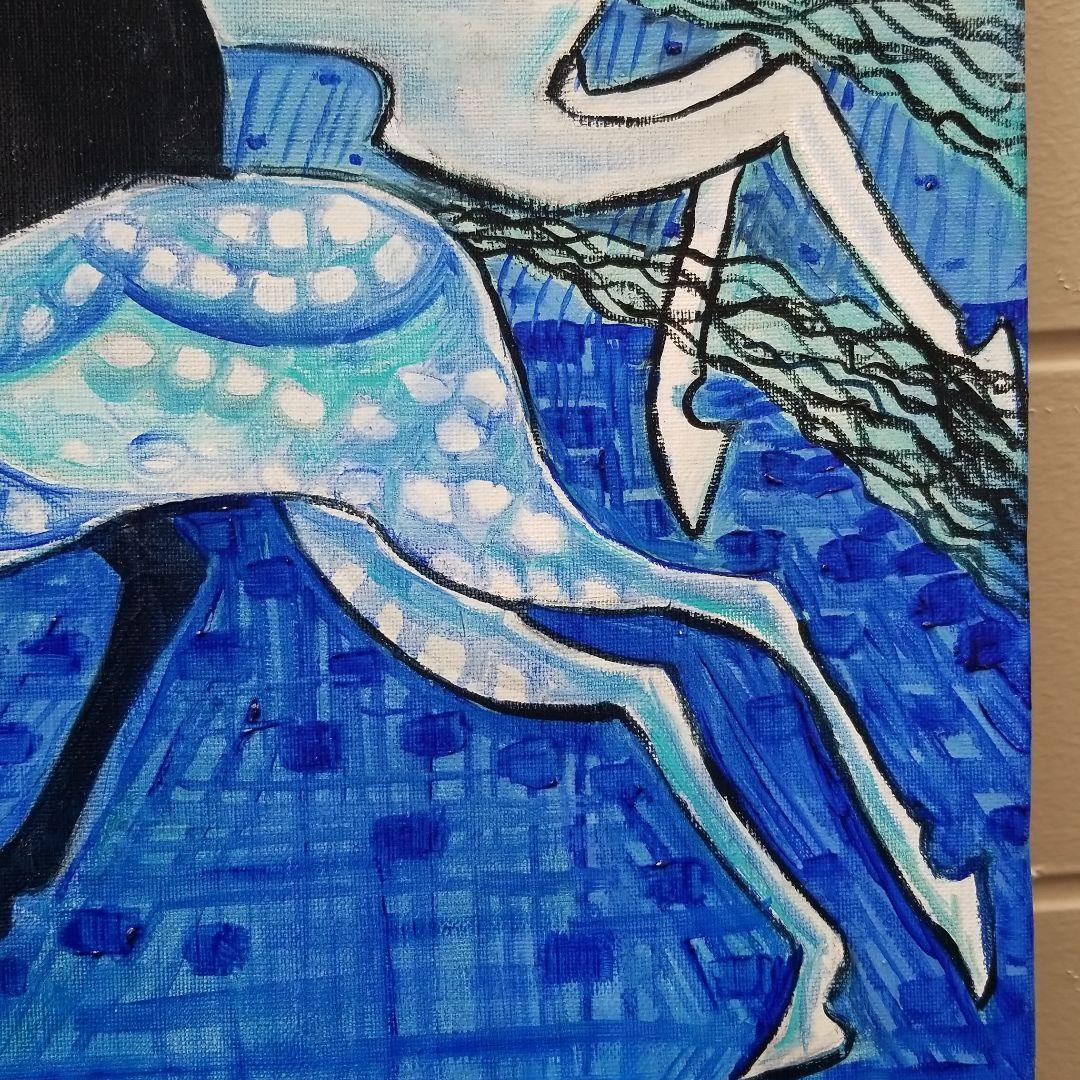 油絵　専用　青い世界の馬たち