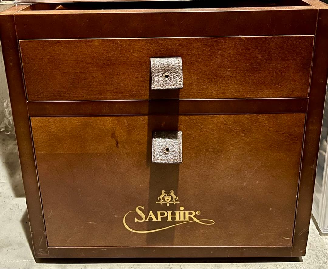 美品 サフィールノワール ドロワーボックス ウッド 靴磨き クリーム収納 ケース