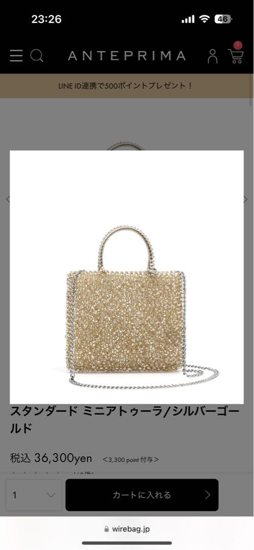 おもちさま　専用❤️アンテプリマ　ワイヤーバッグ　チャーム付き