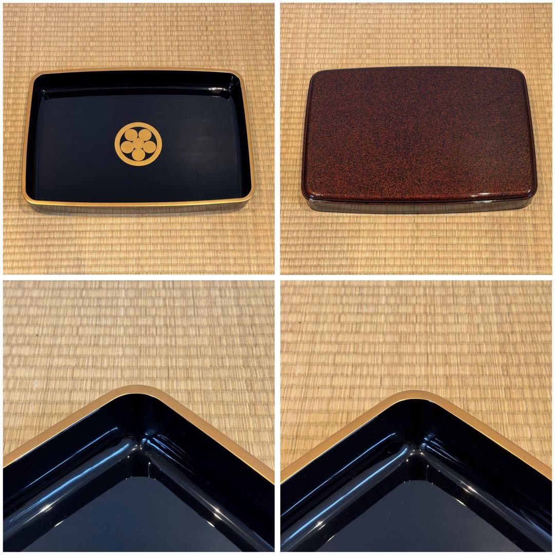 蒔絵師 西塚龍 作 輪島塗 家紋付 梨地 廣蓋 一組 共箱 美品 未使用 祝儀