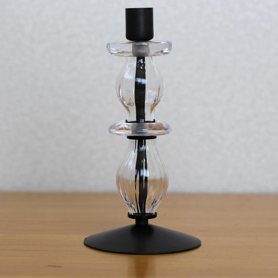 【美品・刻印】エリックホグラン　キャンドルスタンド オニオン型2段　クリア 01