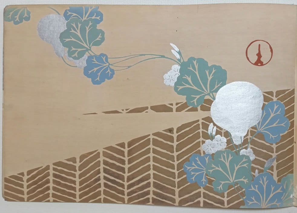 琳派神坂雪佳の稀版画図案画帖ちく佐（弐)図案版画12図柄揃い明治34年出版