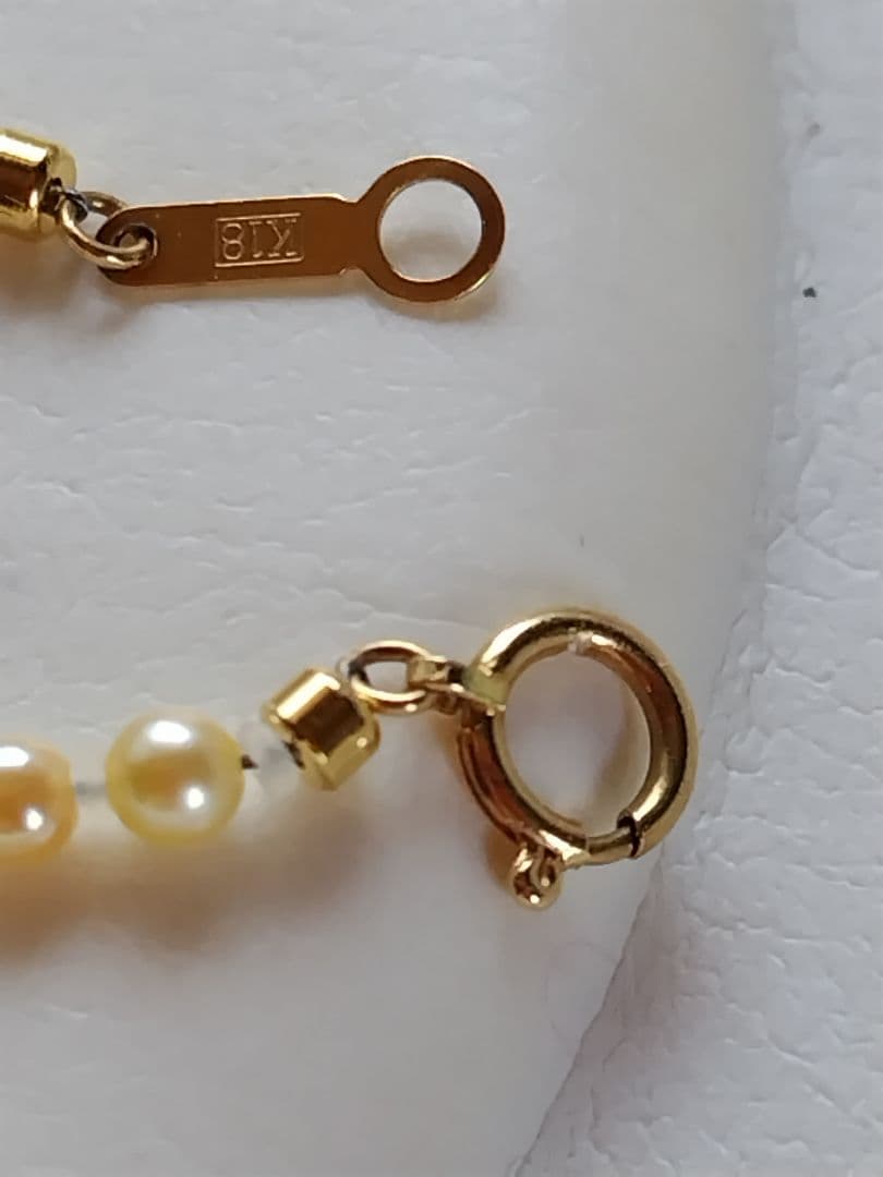 K18 アコヤ真珠ベビーパールネックレス　シャンパンカラー〜ゴールド