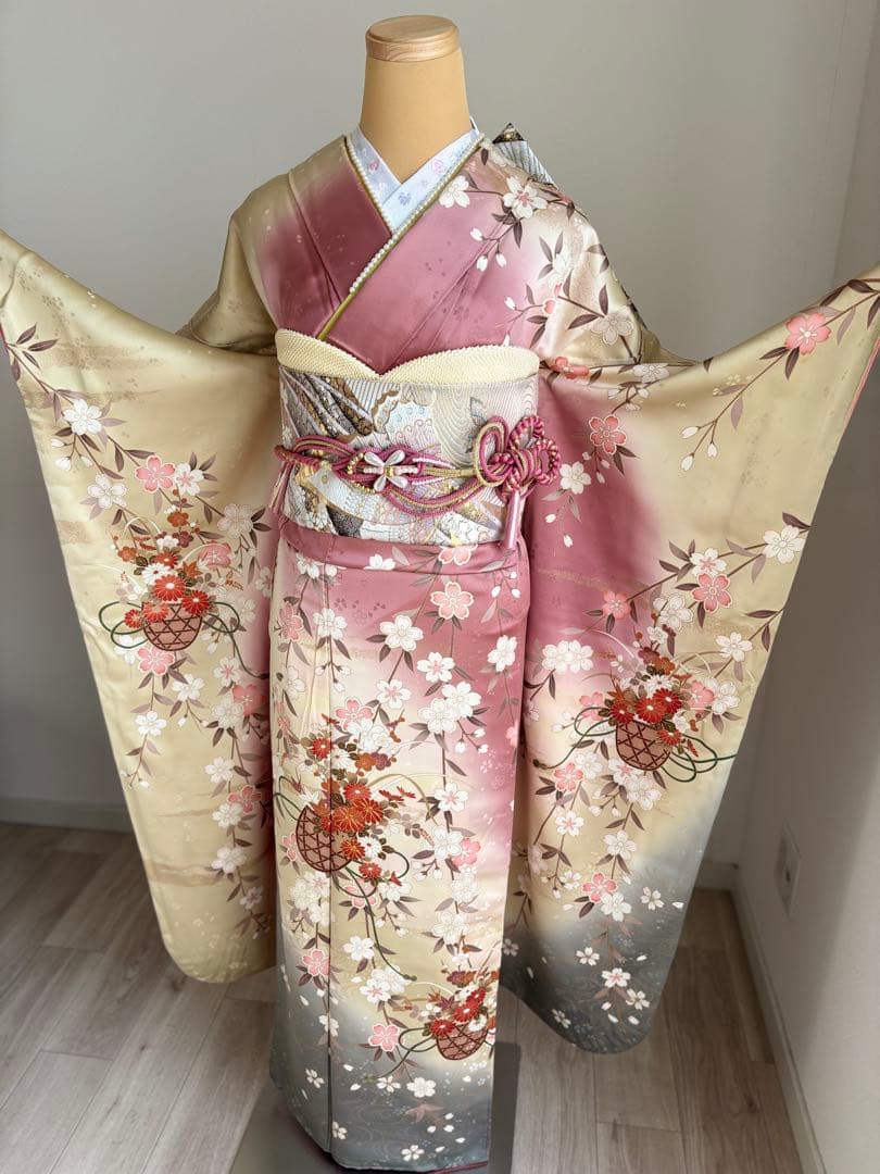 まちゅ　振袖フルセット（７点） 正絹振袖　正絹袋帯　成人式