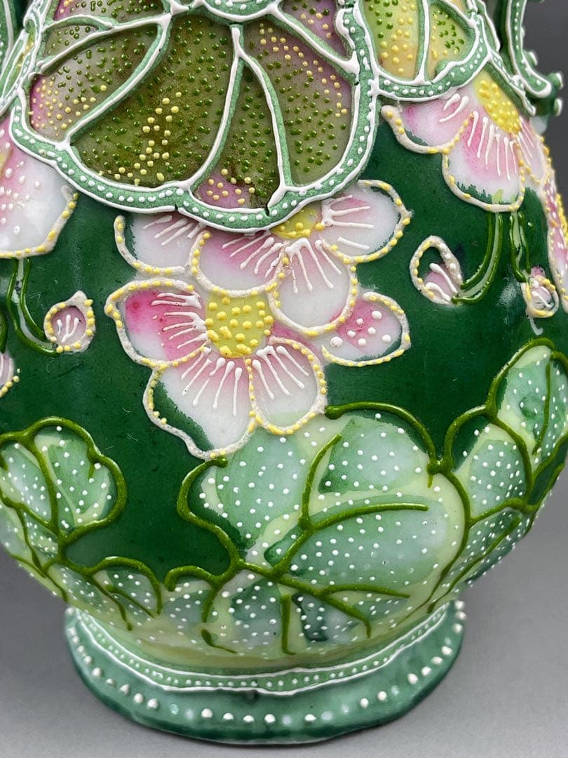 オールドニッポン アールヌーボー 花紋 一陳盛り 花瓶 明治期 里帰り