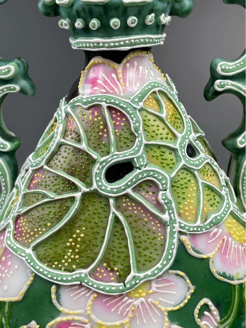 オールドニッポン アールヌーボー 花紋 一陳盛り 花瓶 明治期 里帰り