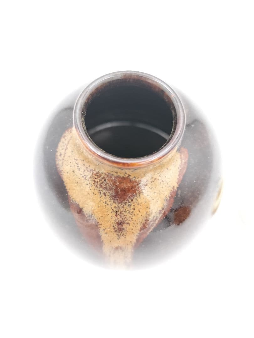 a979 膳所 茄子茶入 久田尋牛斎宗匠箱書 淡海陽炎園 小牡丹唐草金襴 木箱