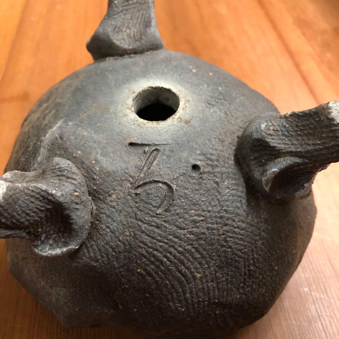 盆栽鉢 芸術的黒色陶器3本足 日本伝統工芸