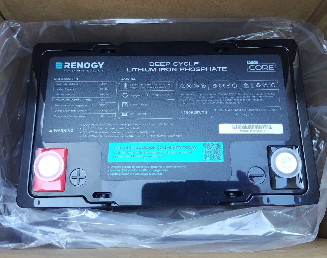 未使用 RENOGY リン酸鉄リチウムイオンバッテリーRBT12100LFP-H