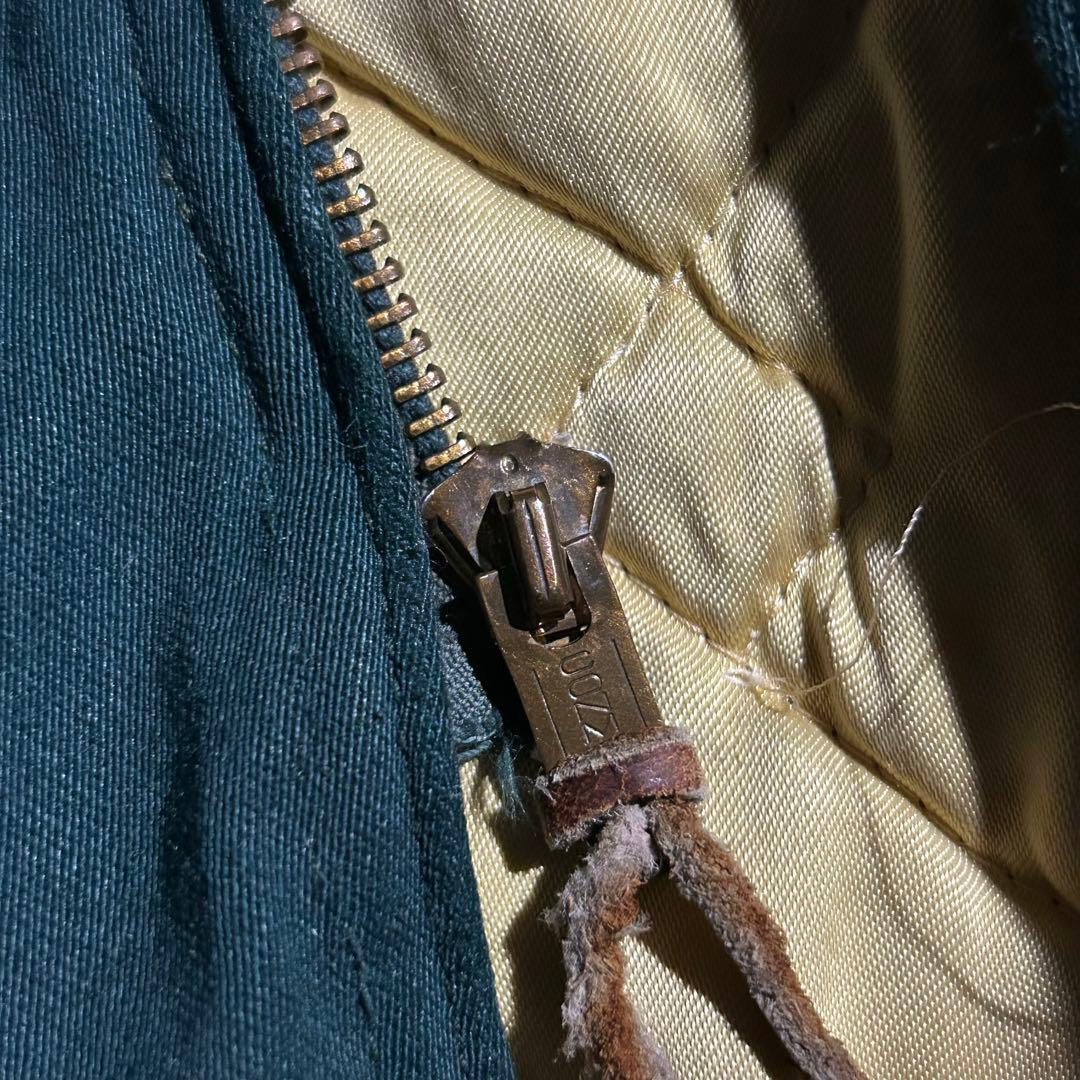 50s VINTAGE USA レーヨンギャバキルティングジップジャケット 中綿