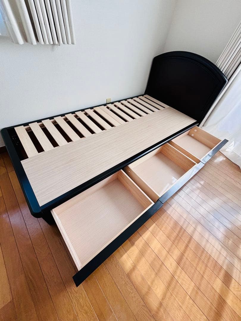 【美品】フランスベッド⭐︎シングルベッドフレーム すのこ、便利な引き出し収納付き