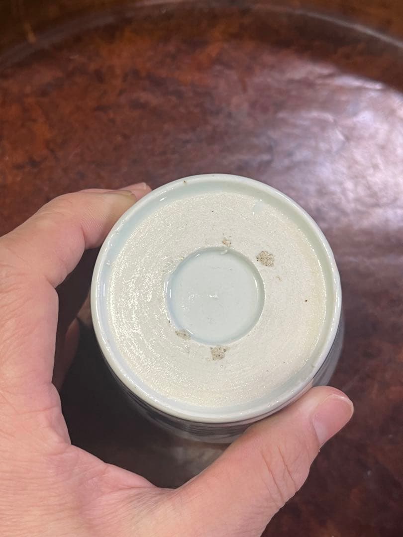 古伊万里　染付　珍品　梅花　兜文　兜梅枝文　蕎麦猪口　江戸後期　岩波