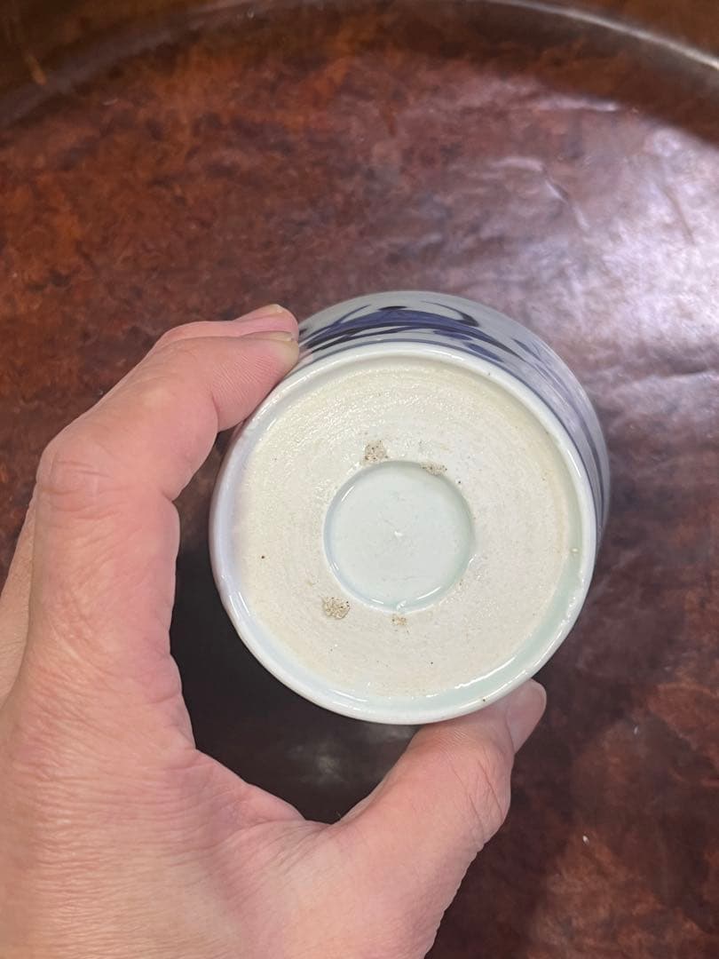 古伊万里　染付　珍品　梅花　兜文　兜梅枝文　蕎麦猪口　江戸後期　岩波