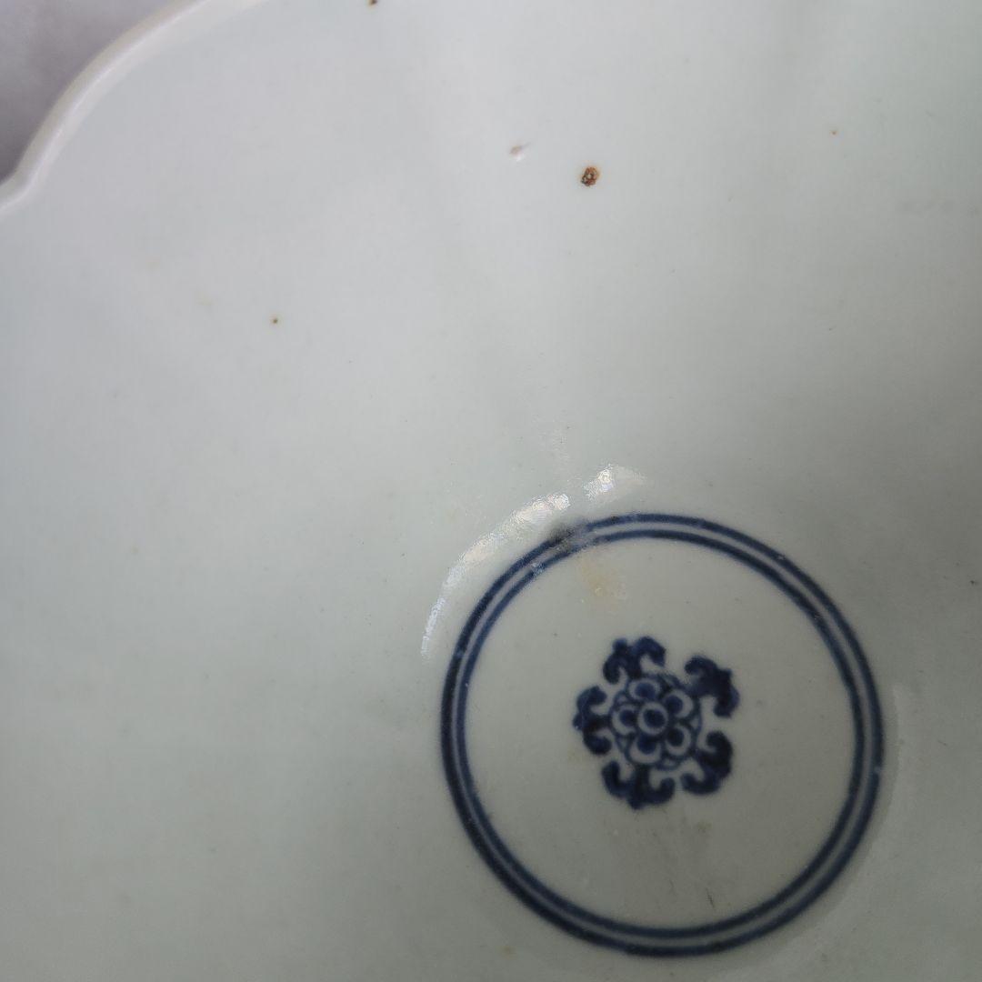 古伊万里　花唐草　向付　江戸時代　染付　五弁花　金直し　金継ぎ　アンティーク