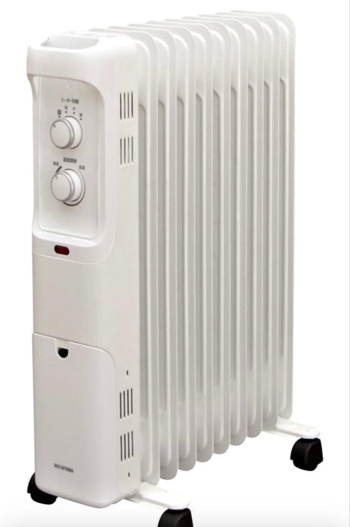 ホワイト 電気ヒーター 温度調整ダイヤル付き