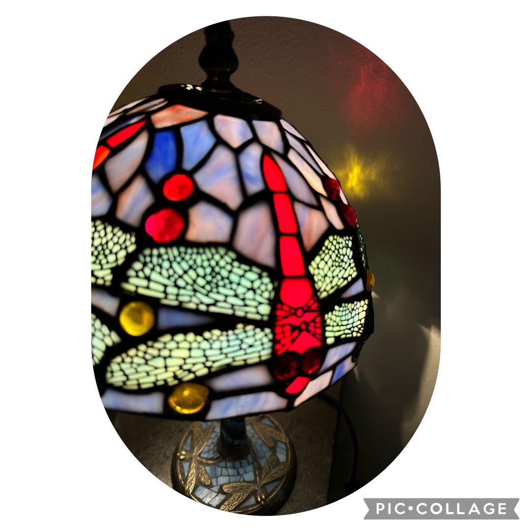 綺麗❣️ステンドグラス　卓上　ランプ　スタンド　トンボ　アンティーク