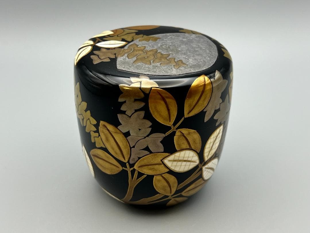 大棗　月に萩　内銀地平目　英文作　共布　共箱付き　作家物　茶道具　未使用