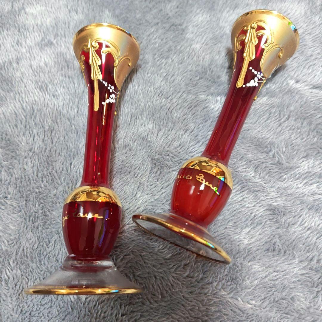 Murano ムラーノ　イタリア製 ベネチアンガラス ペア花瓶　置物　2個セット
