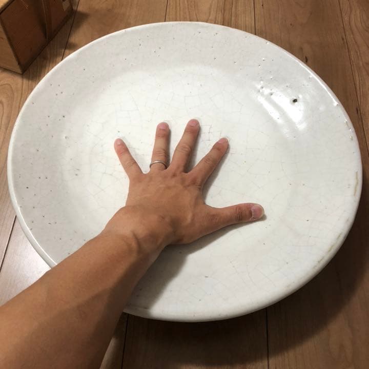 古美術品◼️蔵から出て来た、白い釉薬が美しい超特大サイズのお皿、花道具、茶道具