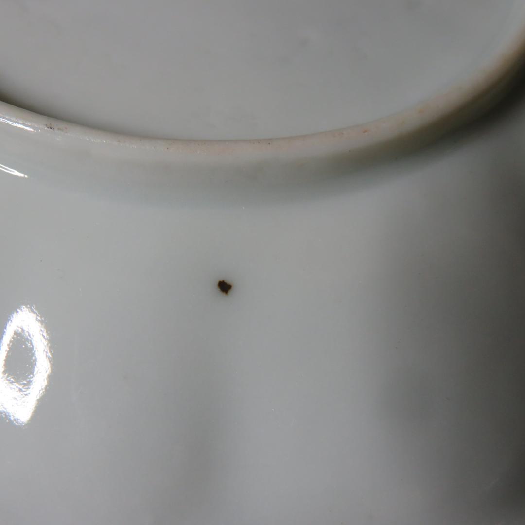 小皿 4枚 色絵付 花 銘 田代 赤絵 人物 歪み 江戸 明治