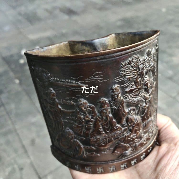 銅器 筆箱 弧筆箱 書道具 文房具 現代工芸品 美術品 置物