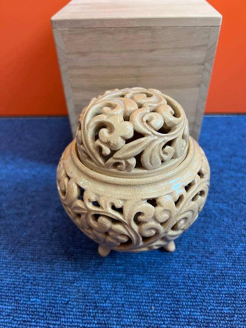 1136 萩焼　指月窯　波多野善蔵　香炉　未使用