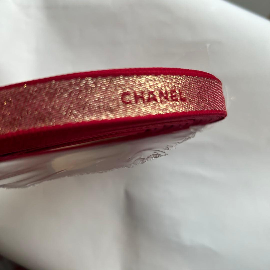 正規品　シャネル　2023年新年限定　ラッピングリボン　レッド　両面柄