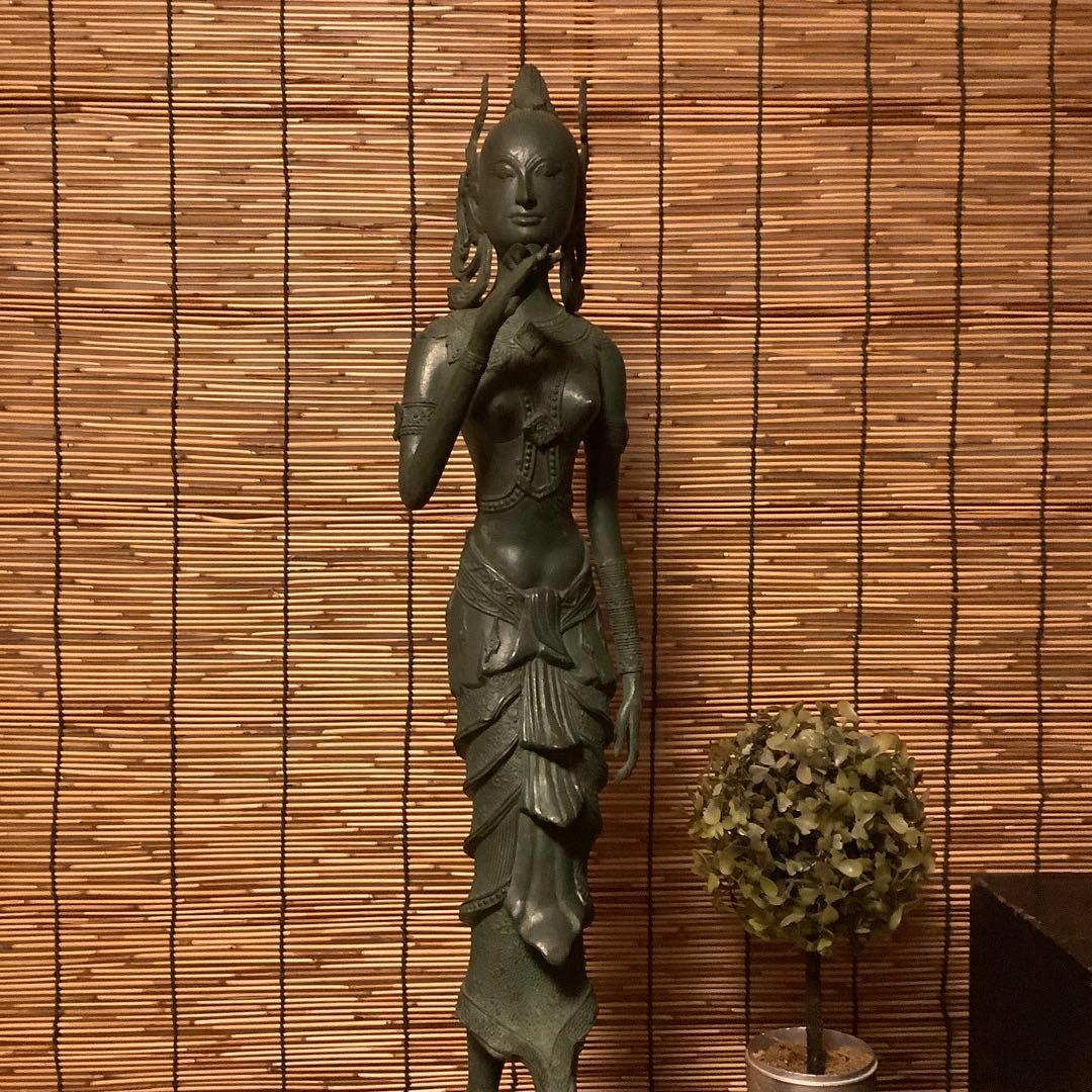 古玩・ビルマ期「女神像」土着信仰・ミャンマー・ダーミカラマ・ビルマ寺院・唐金