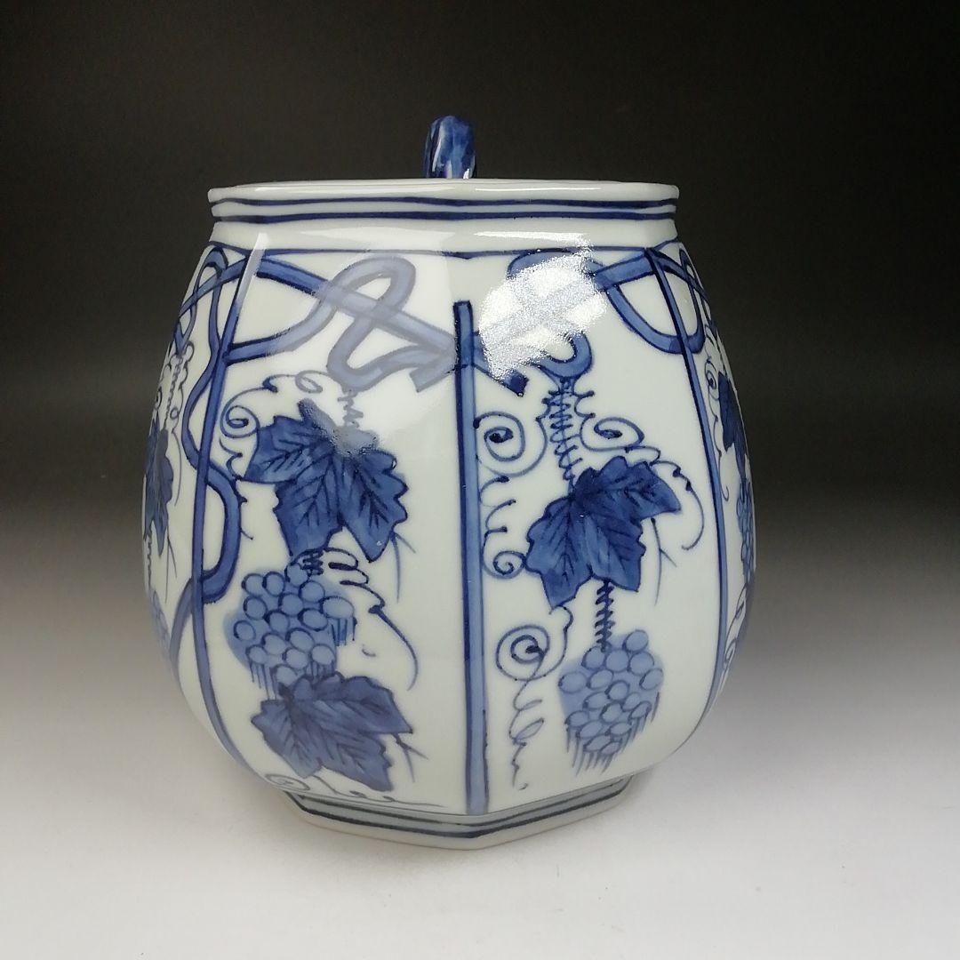 Ｔ７１８　水指　『染付　葡萄棚』『西村徳泉 造』　共箱　茶道具