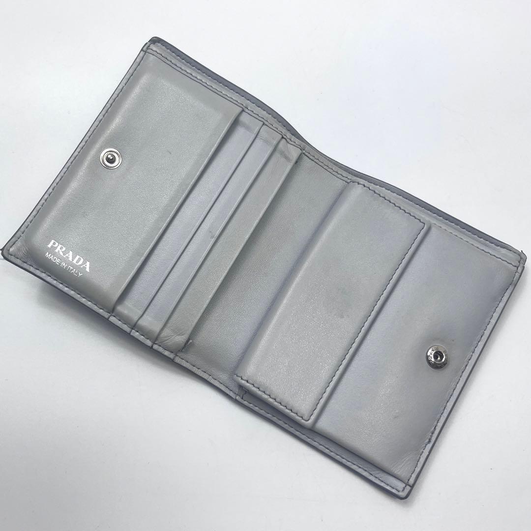 PRADA プラダ ヴィッテロ ダイノ 折りたたみ 財布 グレー 三角ロゴ
