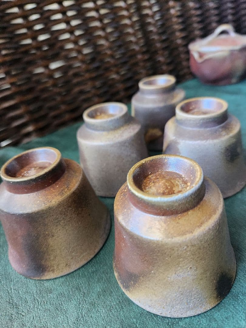 備前焼　松園　宝瓶　茶器　揃　未使用