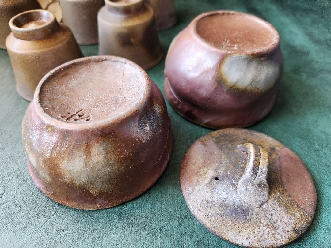 備前焼　松園　宝瓶　茶器　揃　未使用