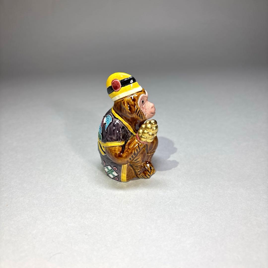 (新品)中村翠嵐　交趾焼香合 申(三番叟) (共箱)