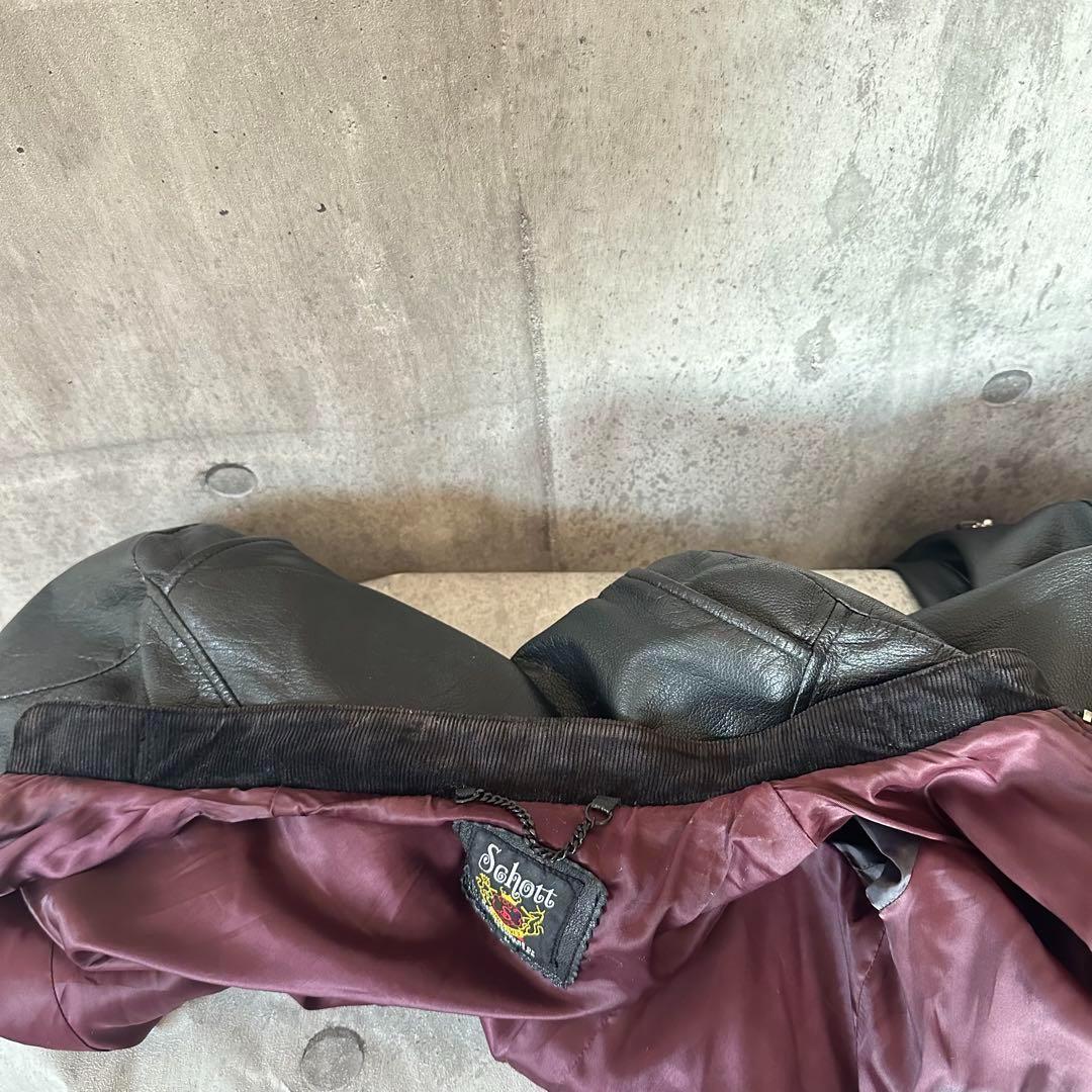 L Schott ライダース シングル やぎ革 ブラック レザージャケット 黒