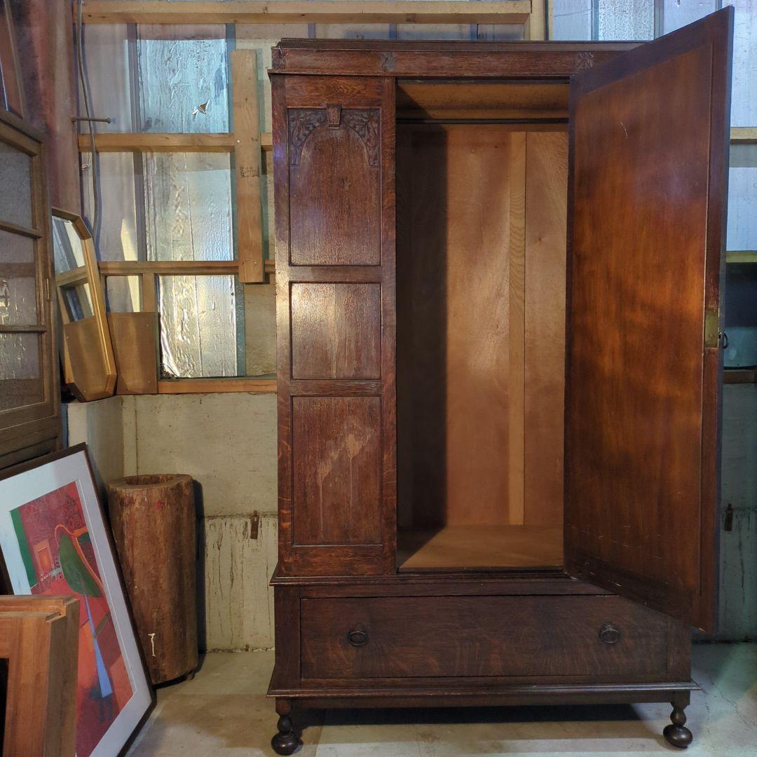 英国アンティーク◆オーバル姿見付きワードローブ イギリス ビンテージ家具