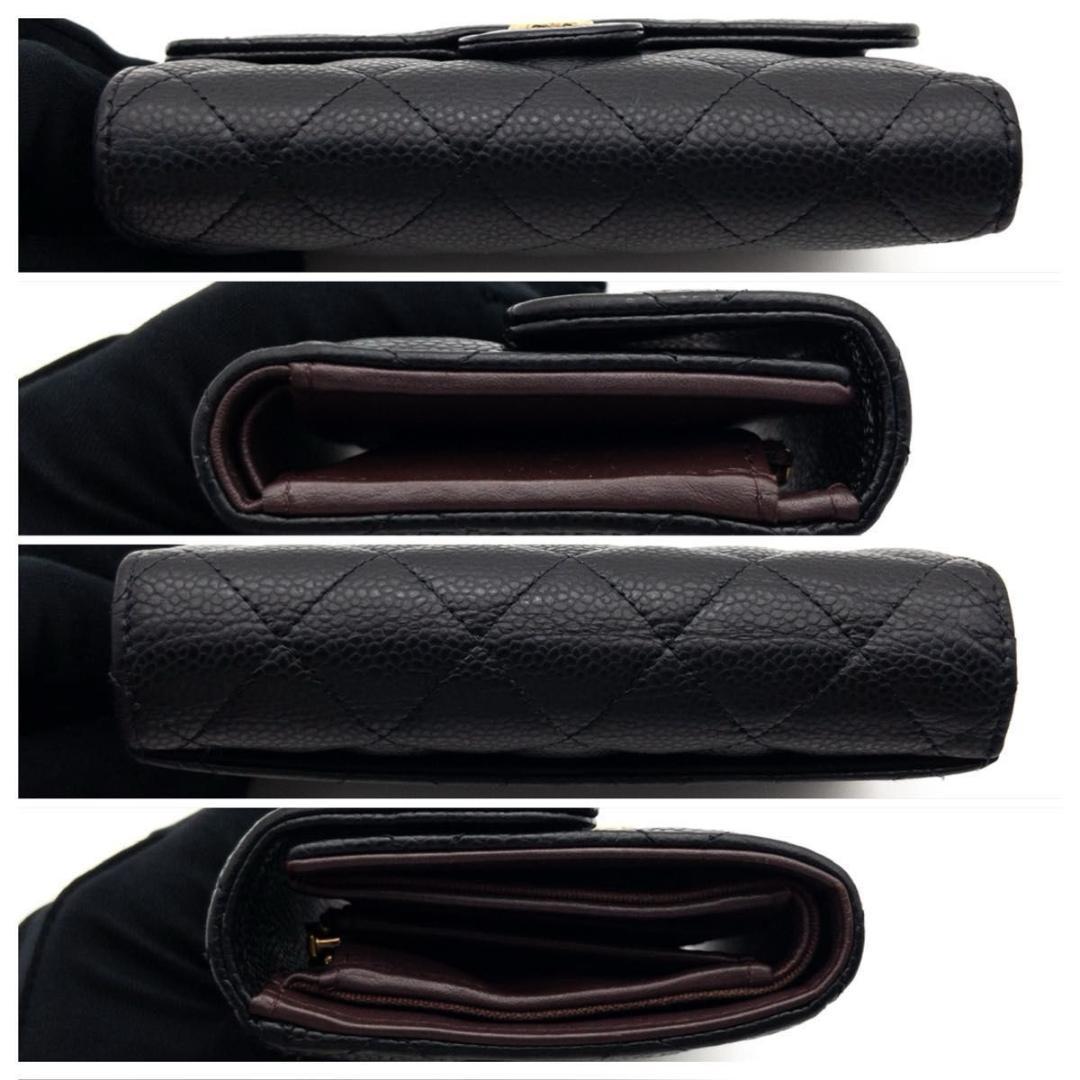 【極美品】CHANEL タイムレスクラシック　三つ折り財布　マトラッセ　黒