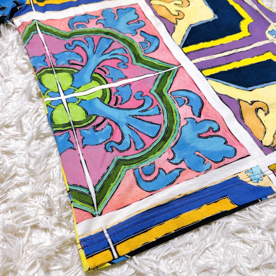 【極美品】ドルチェ&ガッバーナ タイルプリントTシャツ 48 イタリア製