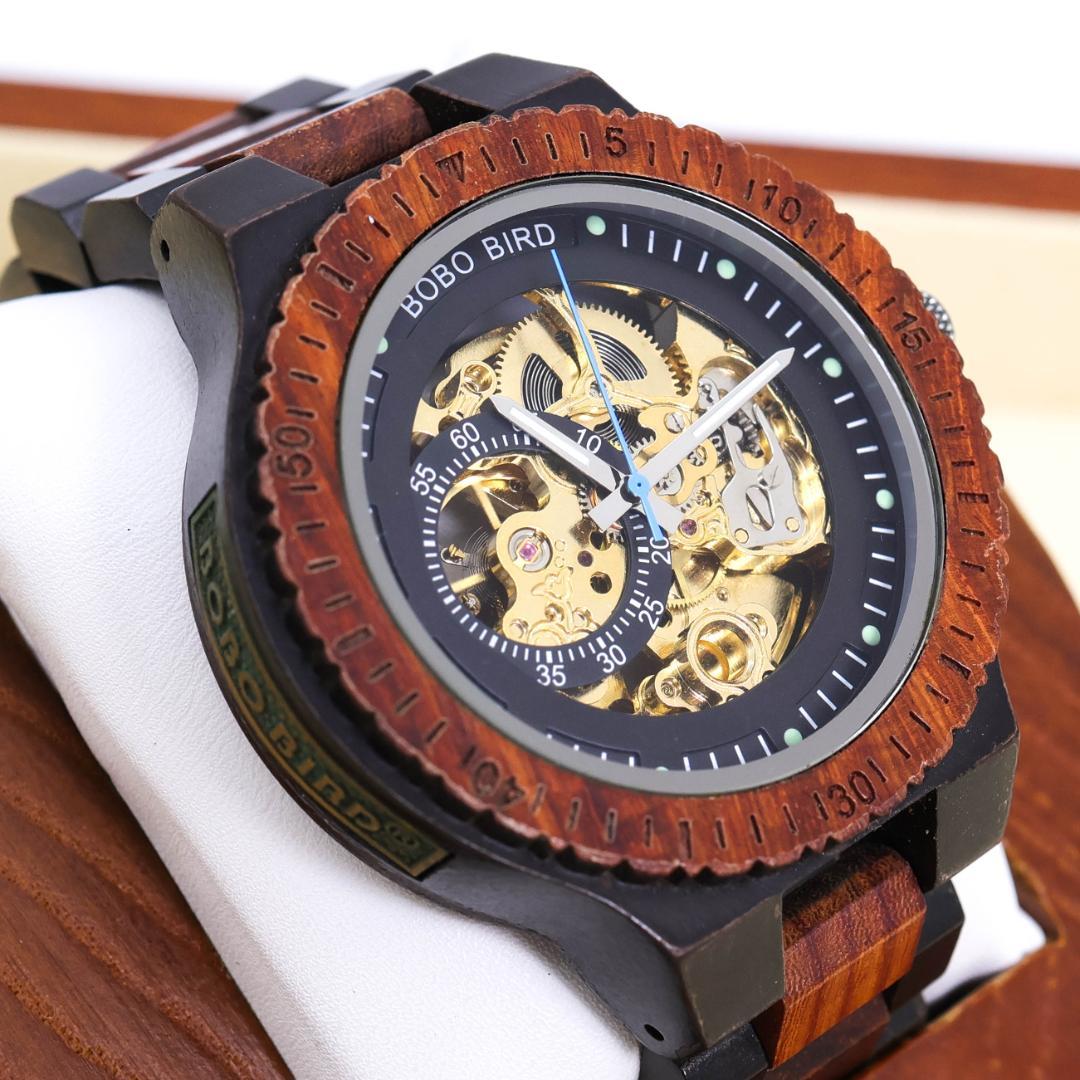 稼働 BOBO BIRD 腕時計 機械式 自動巻き 裏スケ 木製 1578
