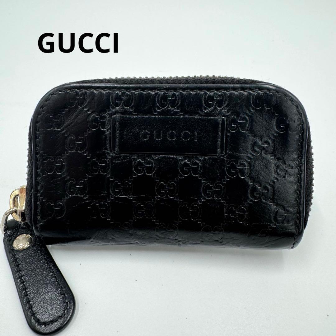 GUCCI グッチ マイクロシマ レザー ラウンドジップ ケース 男女兼用