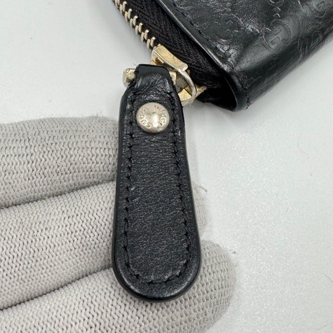 GUCCI グッチ マイクロシマ レザー ラウンドジップ ケース 男女兼用