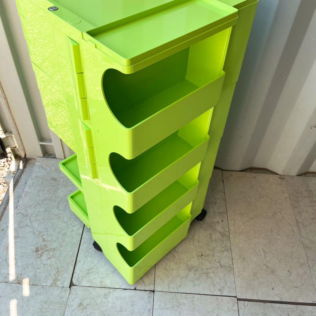 取付無料！B-LINE ボビーワゴン 4段6トレイ ライムグリーンラック✨