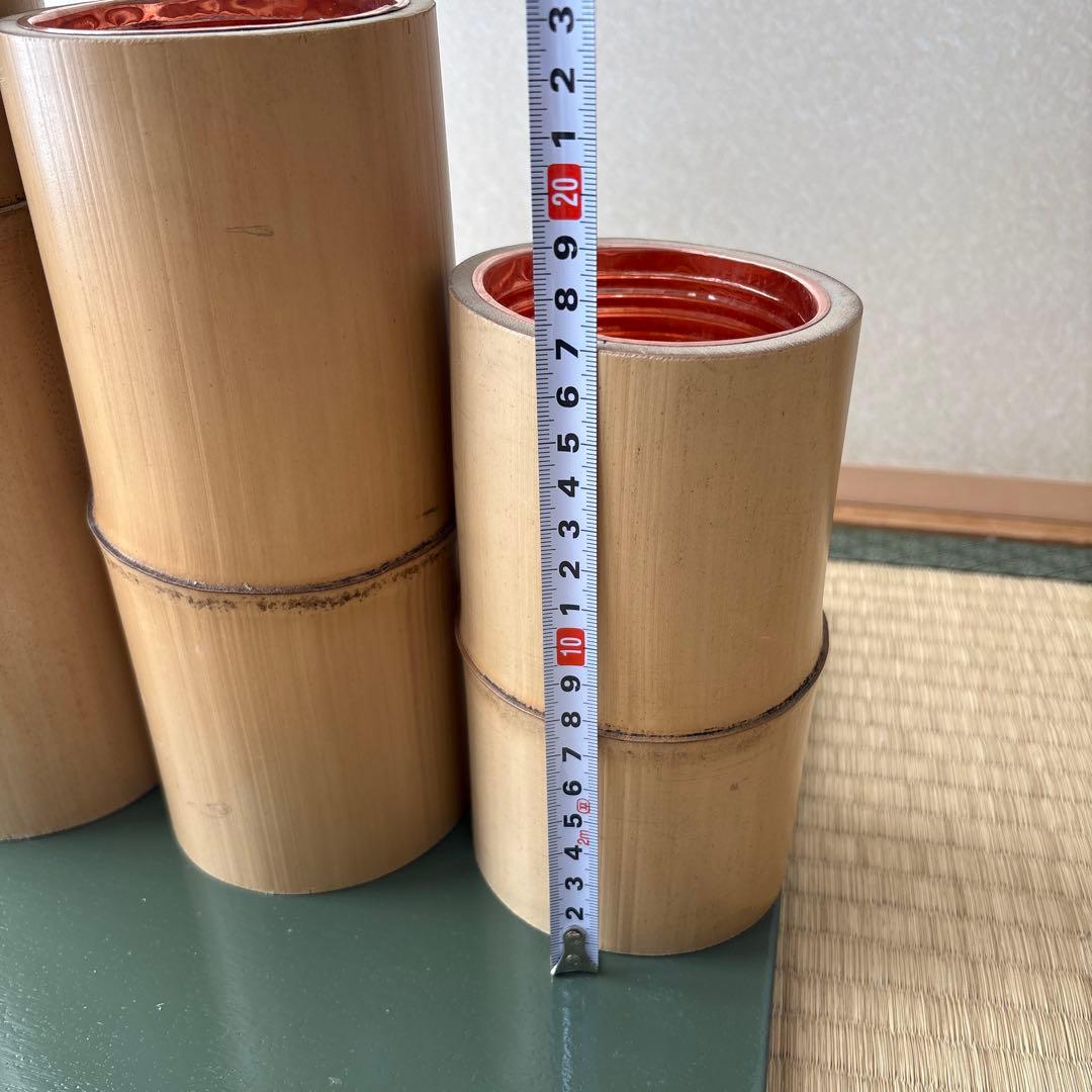 69 美品！短三管筒　3本セット　竹製　華道　生花　格花　花器　水仙