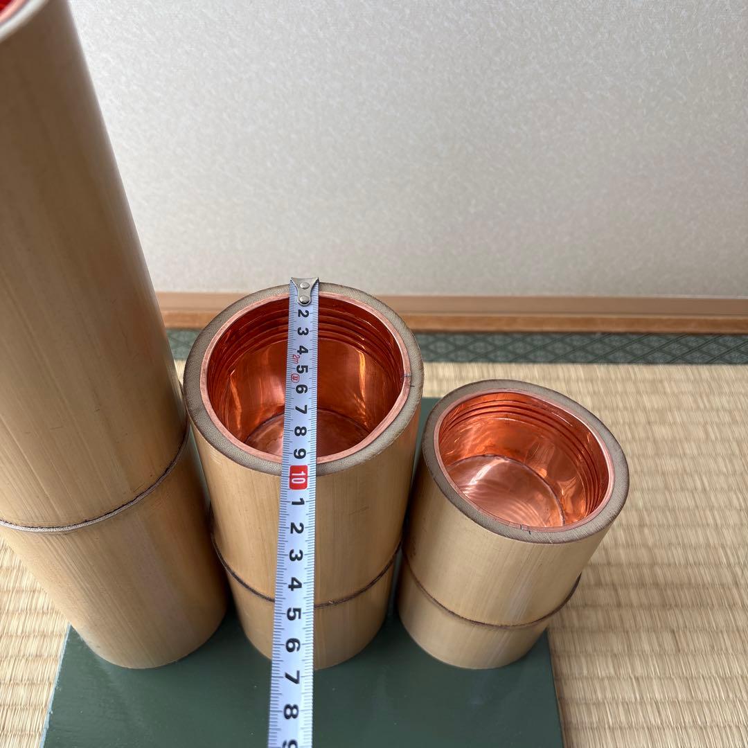 69 美品！短三管筒　3本セット　竹製　華道　生花　格花　花器　水仙