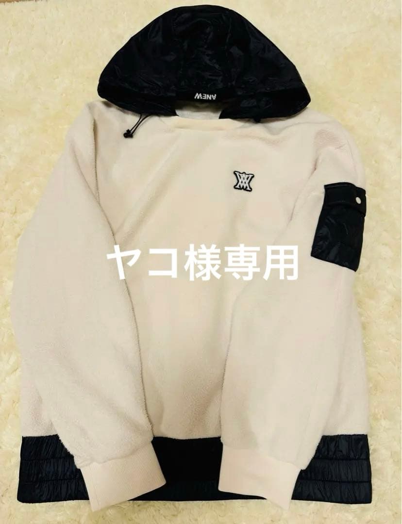 本物⭐︎アニューゴルフ⭐︎フリースフード付きボアレディースオフホワイト