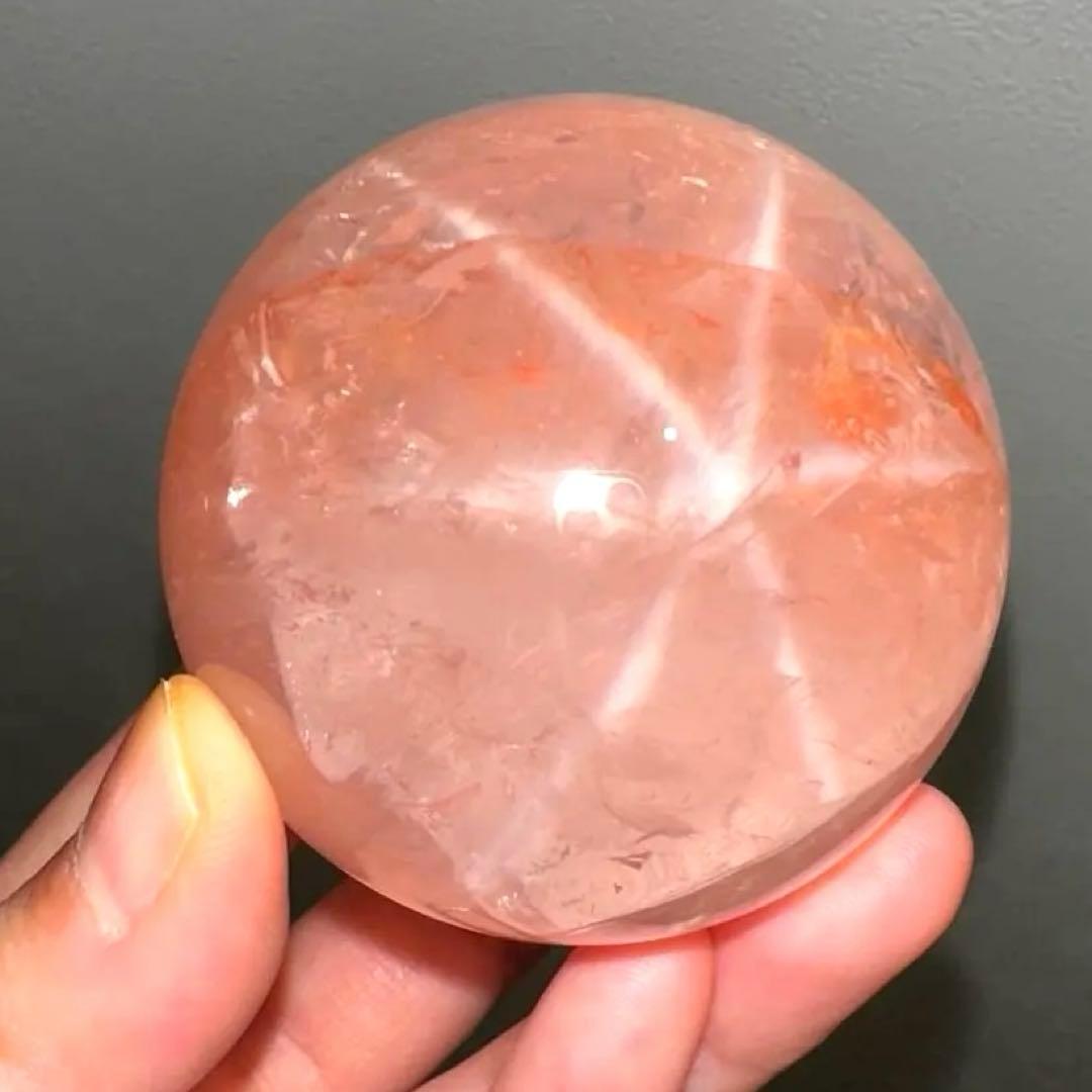 ファイアジェミーローズクォーツ　スフィア　スターフラッシュ　5.6㎝